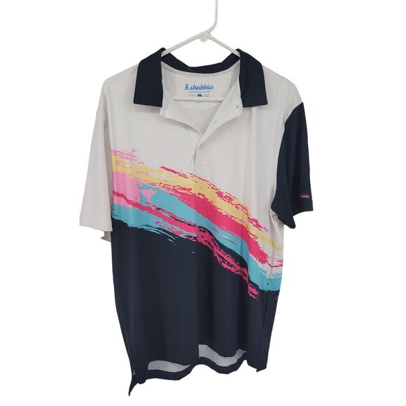 Chubbies The Tennis Champ Performance Polo Shirt Short Sleeve Size Large - Picture 1 of 9